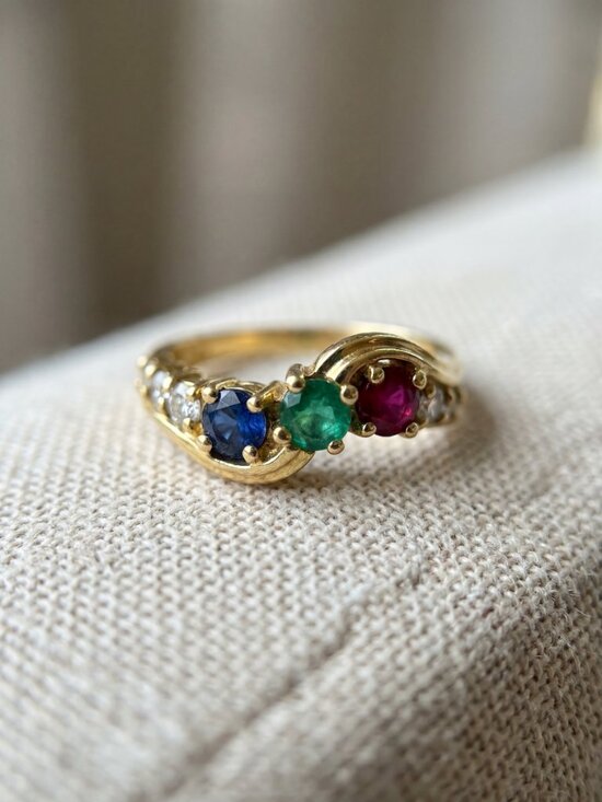 Rj Graziano Jewelry - Vintage Avon RJ Graziano 925 Gold Vermeil Multi-Stone Ring Sz 4.75